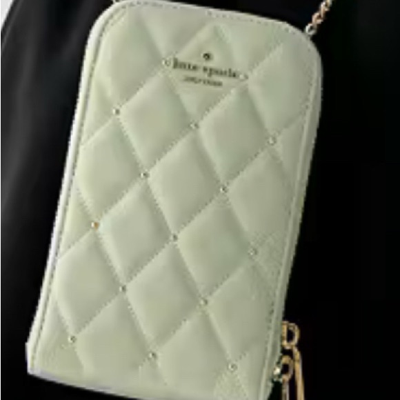Kate Spade 18k Gold Hardware Carey Quilted Studded Phone Chain Crossbody - Picture 6 of 11